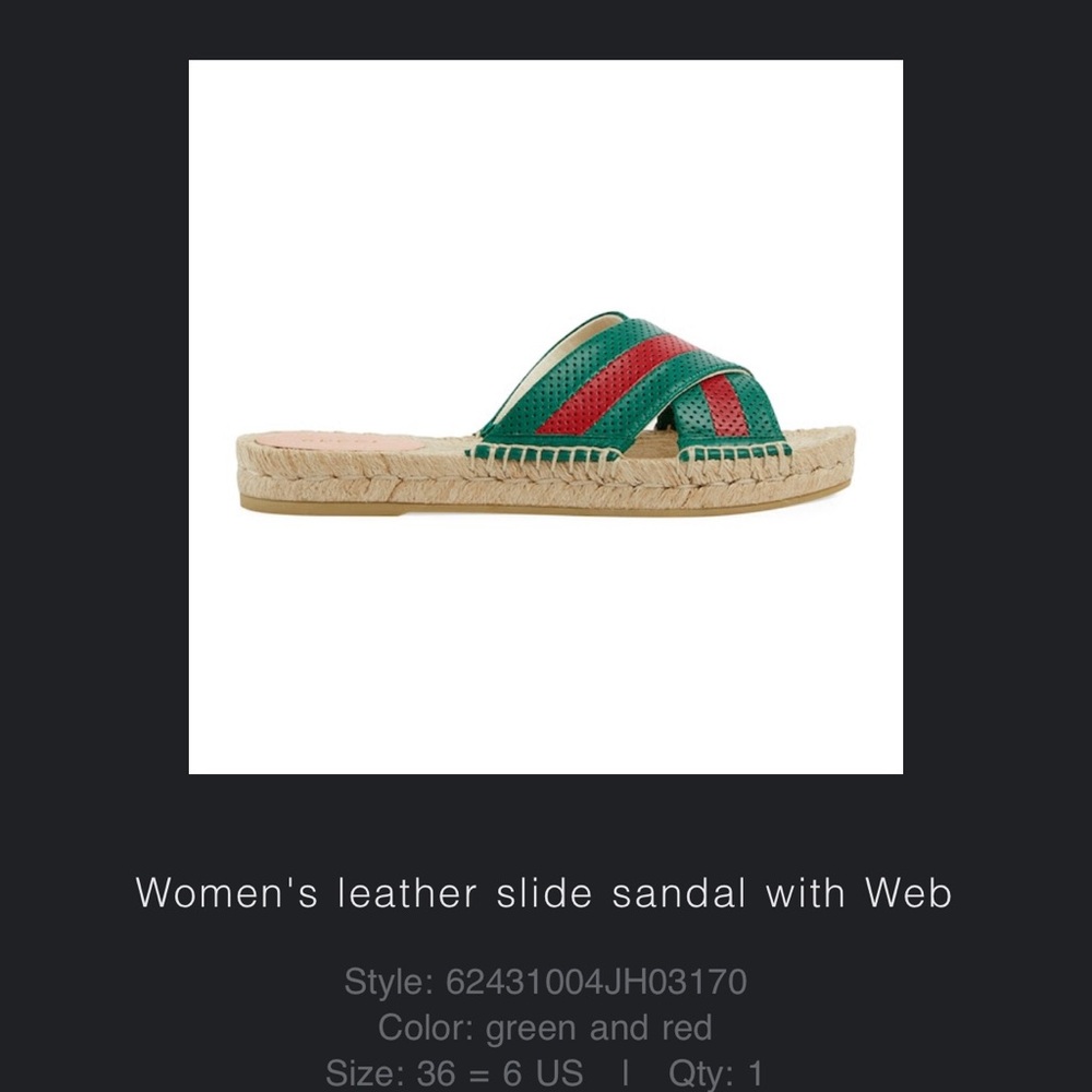 Gucci Women's Leather Sandal in Green and Red